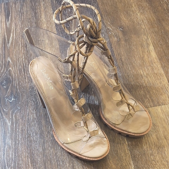 Bella Marie Beige Lace-Up Heels - Picture 3 of 8